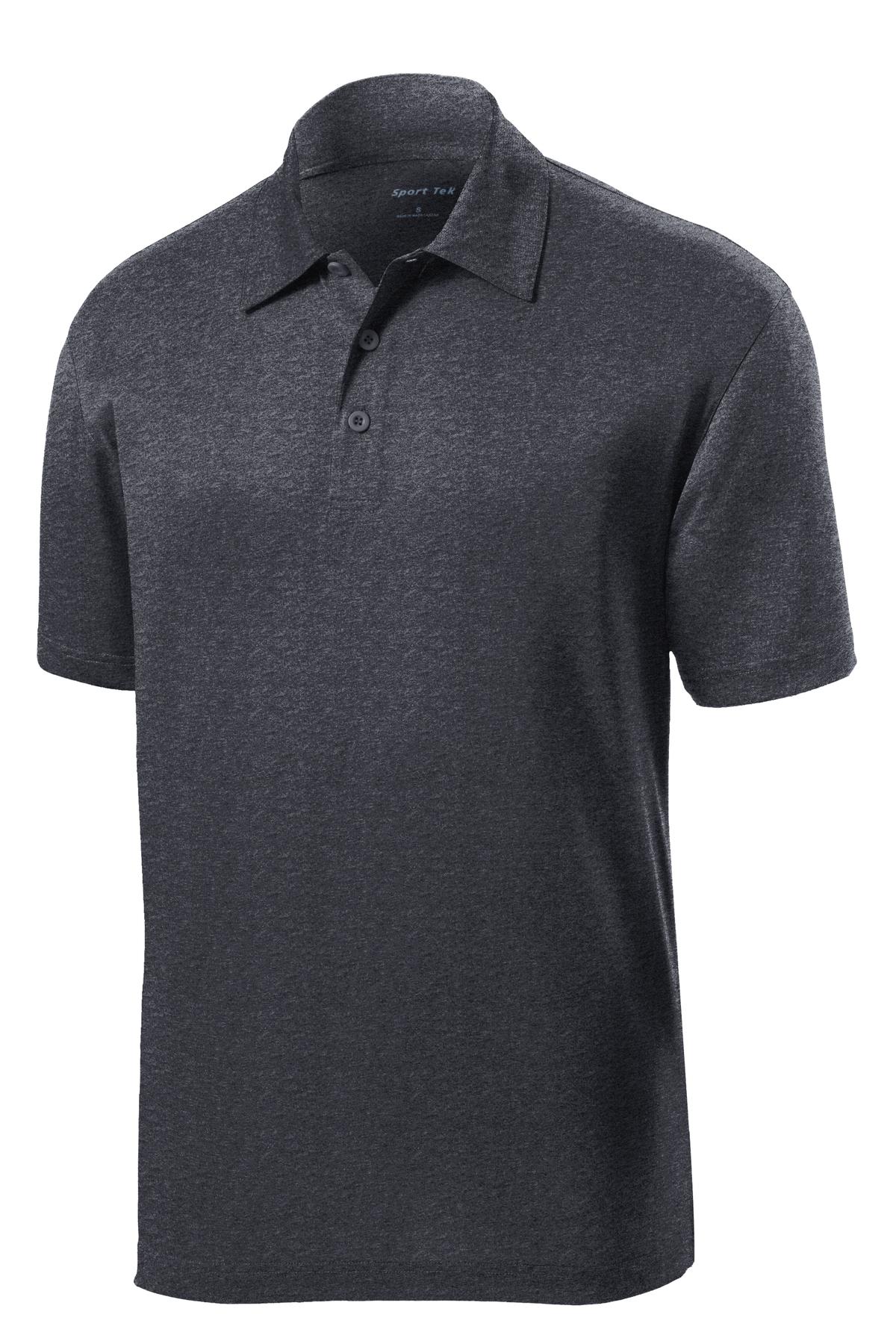 Front View of Graphite Hthr Sport-Tek Heather Contender Polo. ST660