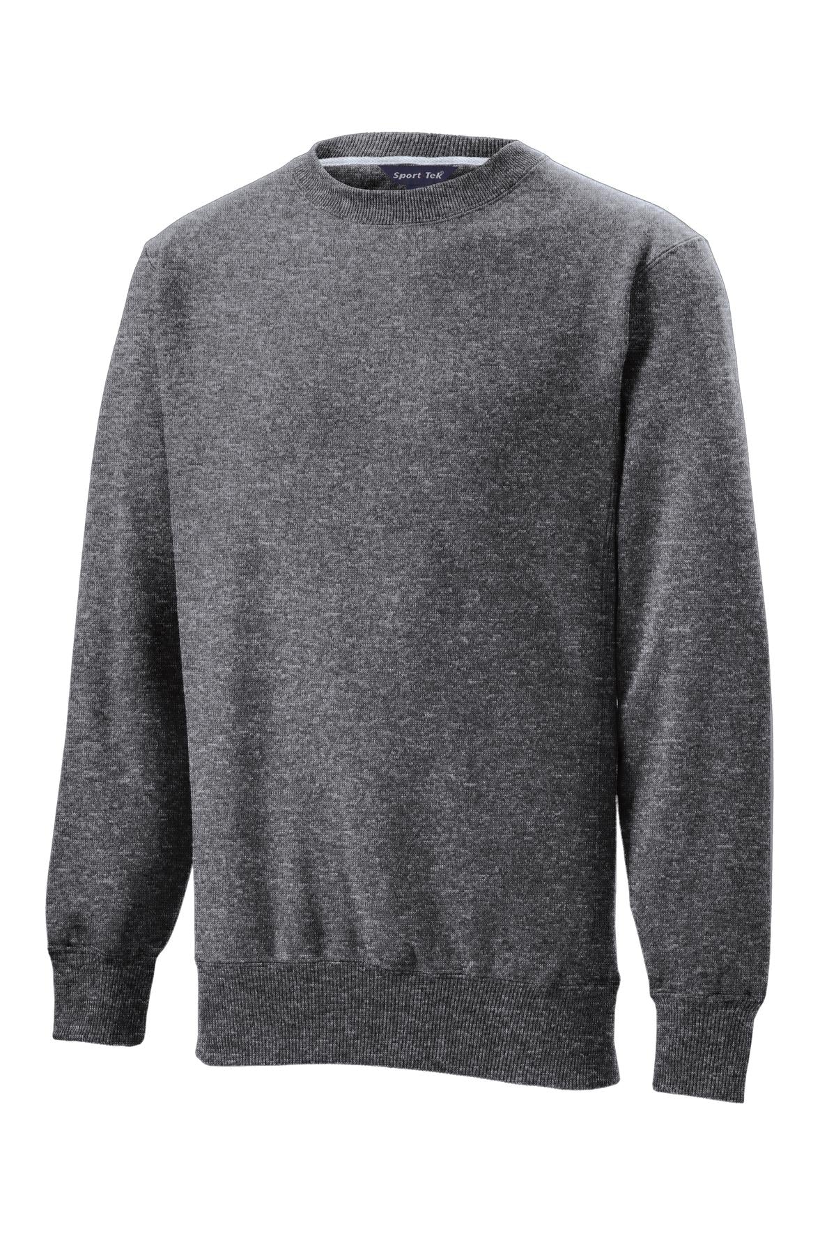 Front View of Graphite Hthr Sport-Tek Super Heavyweight Crewneck Sweatshirt. F280