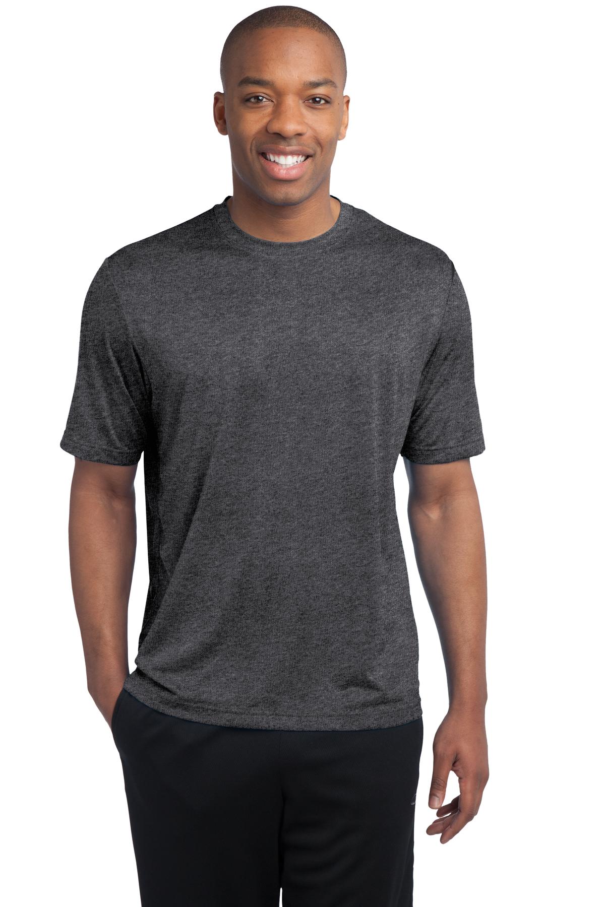 Front View of Graphite Hthr Sport-Tek Tall Heather Contender Tee. TST360