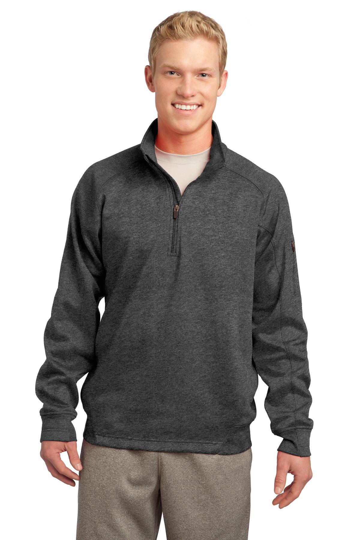Front View of Graphite Hthr Sport-Tek Tech Fleece 1/4-Zip Pullover. F247
