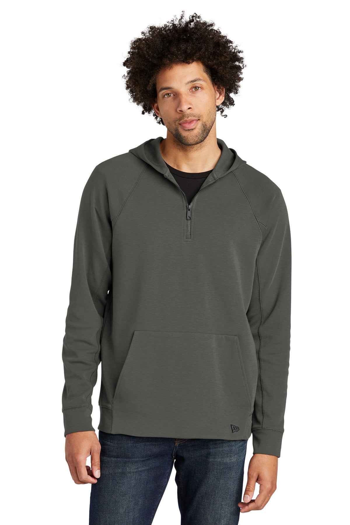 Front View of Graphite New Era STS 1/4-Zip Hoodie NEA541