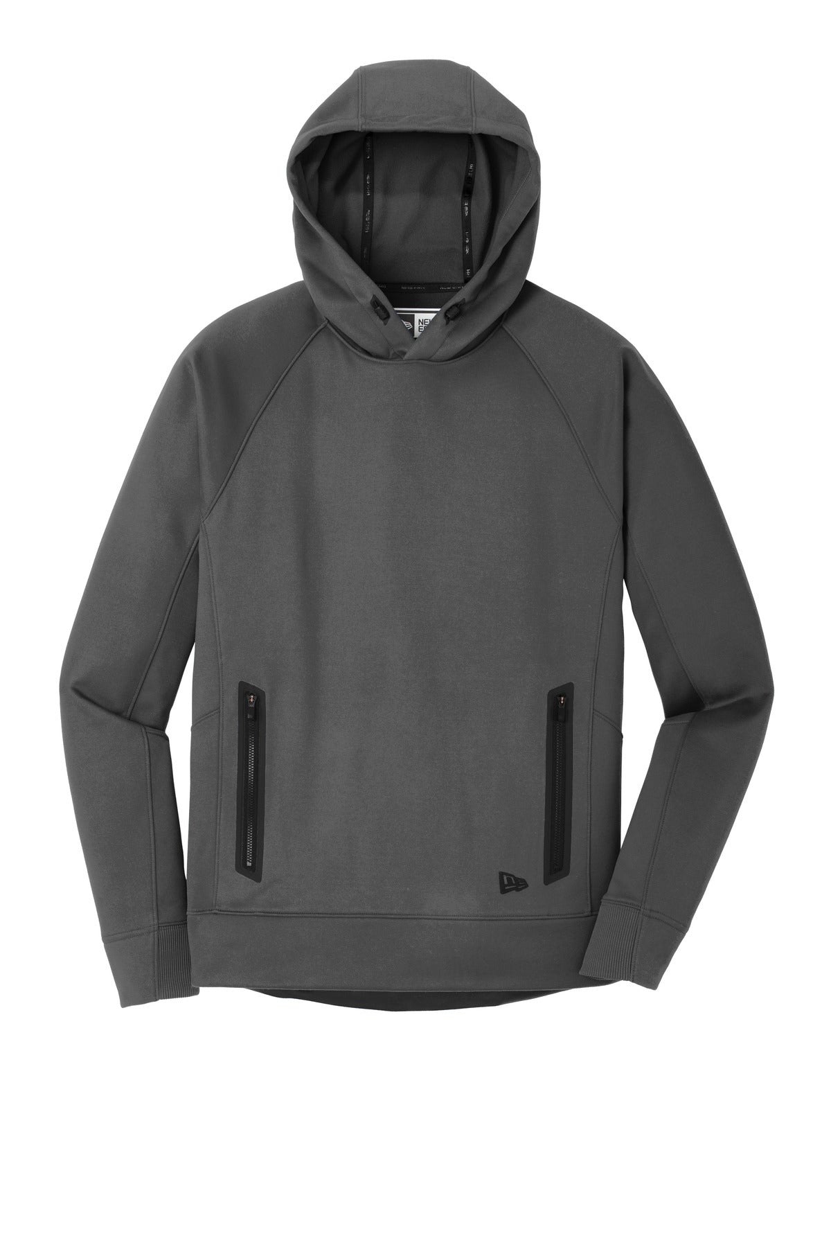 Front View of Graphite New Era Venue Fleece Pullover Hoodie. NEA520