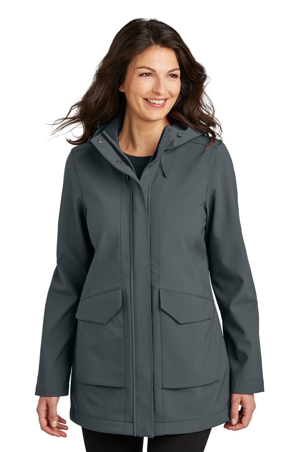 Front View of Graphite Port Authority Women's Collective Outer Soft Shell Parka L919