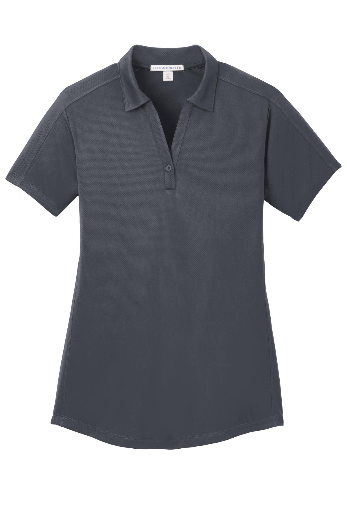 Front View of Graphite Port Authority Women's Diamond Jacquard Polo. L569