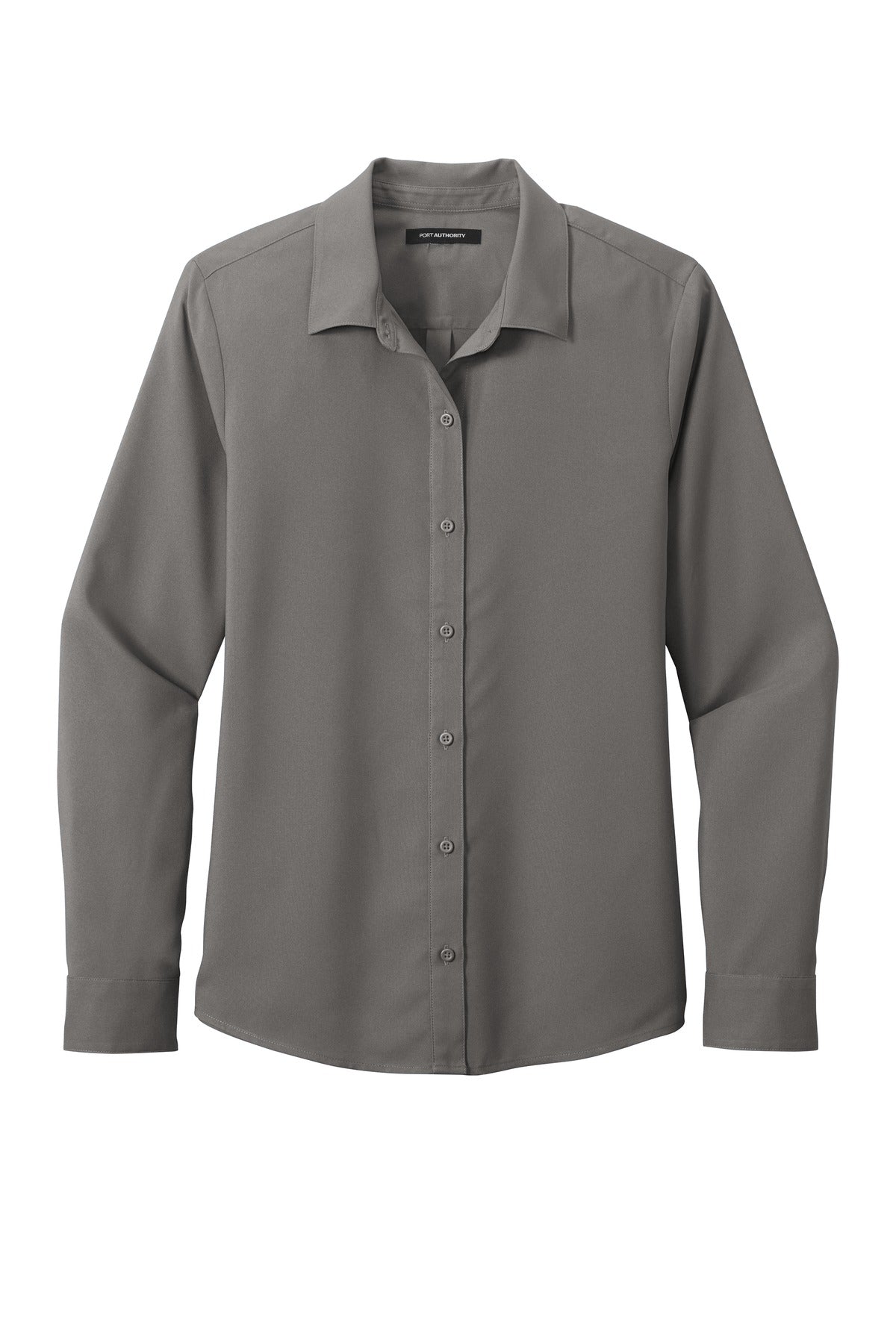 Front View of Graphite Port Authority Women's Long Sleeve Performance Staff Shirt LW401