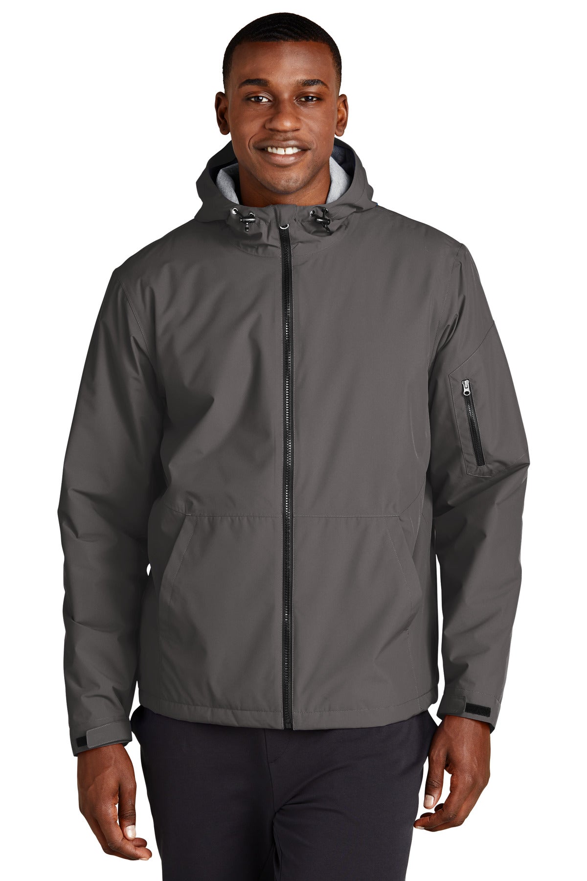 Front View of Graphite Sport-Tek Waterproof Insulated Jacket JST56