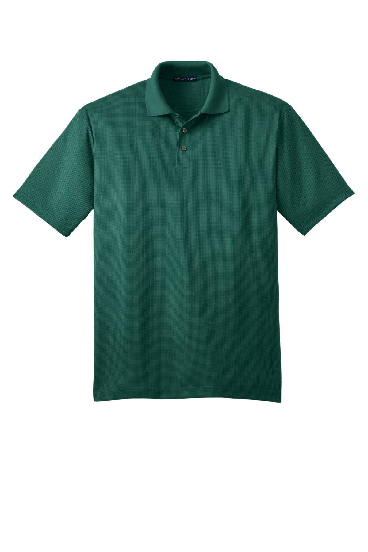 Front View of Green Glen Port Authority Performance Fine Jacquard Polo. K528