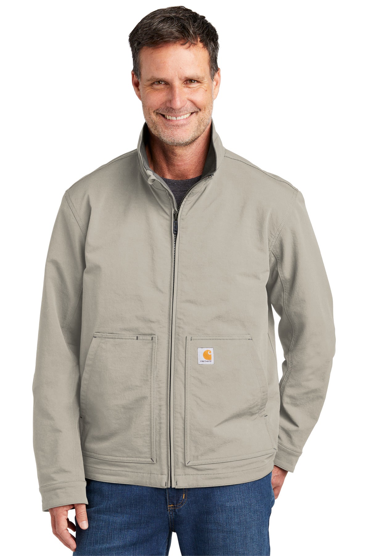 Front View of Greige Carhartt Super Dux Soft Shell Jacket CT105534