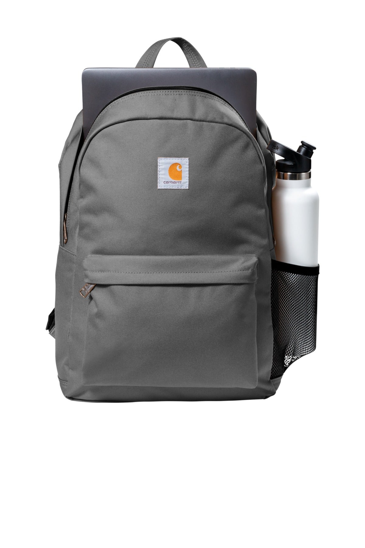 Front View of Grey Carhartt Canvas Backpack. CT89241804