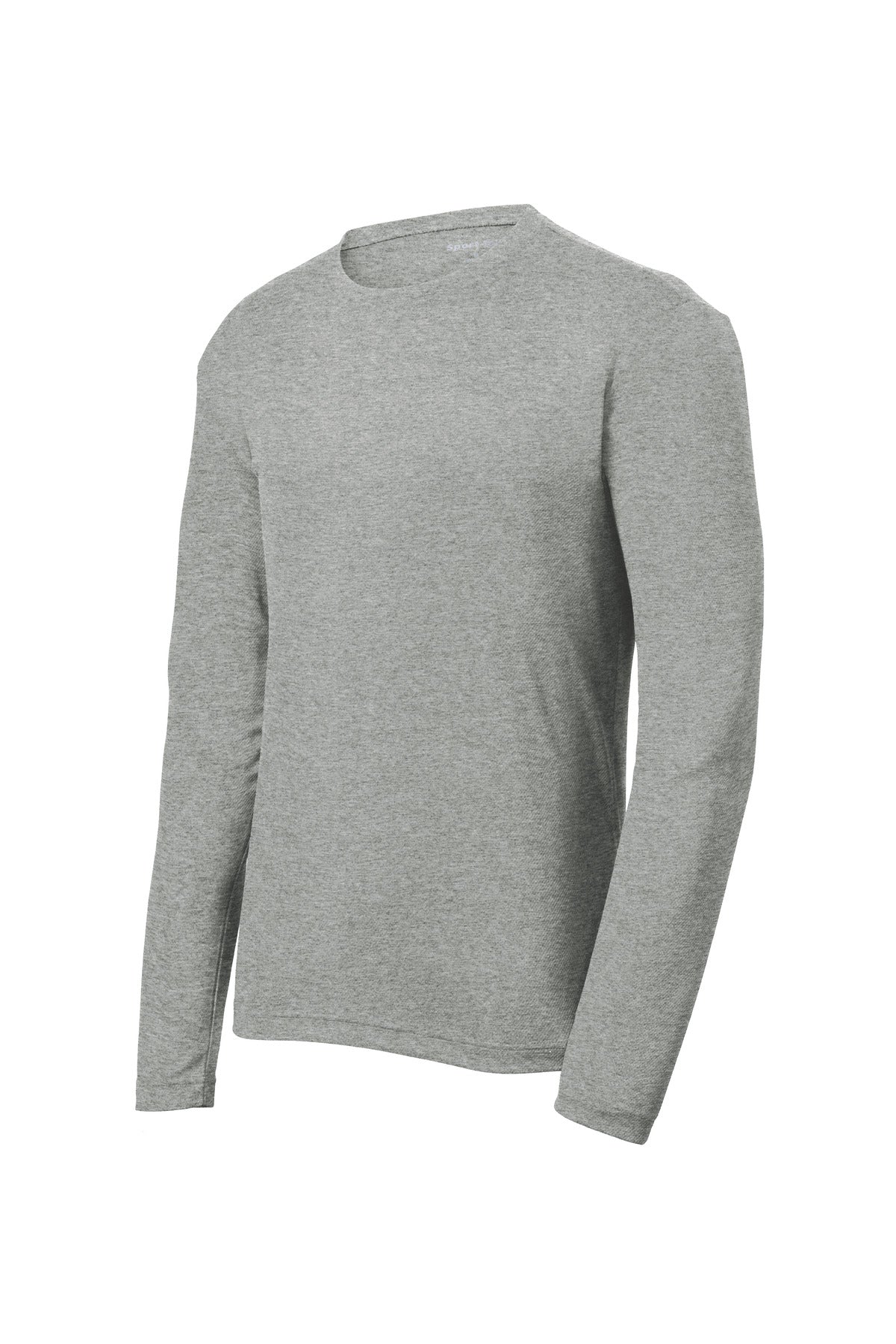 Front View of Grey Heather Sport-Tek PosiCharge RacerMesh Long Sleeve Tee. ST340LS