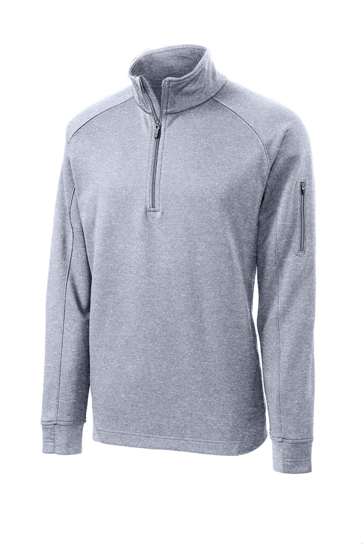 Front View of Grey Heather Sport-Tek Tech Fleece 1/4-Zip Pullover. F247