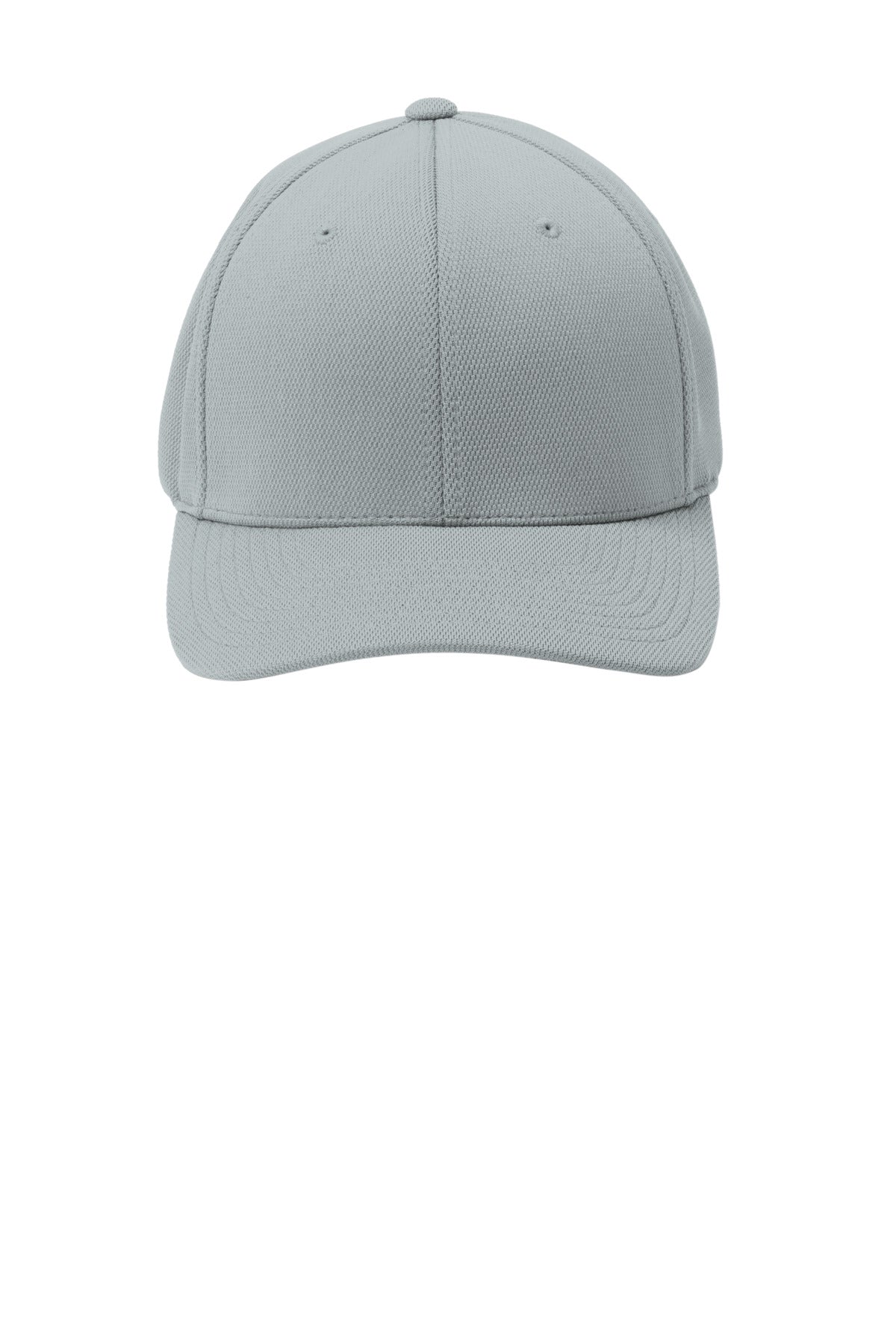 Front View of Grey Hthr Sport-Tek Flexfit Cool & Dry Poly Block Mesh Cap. STC22