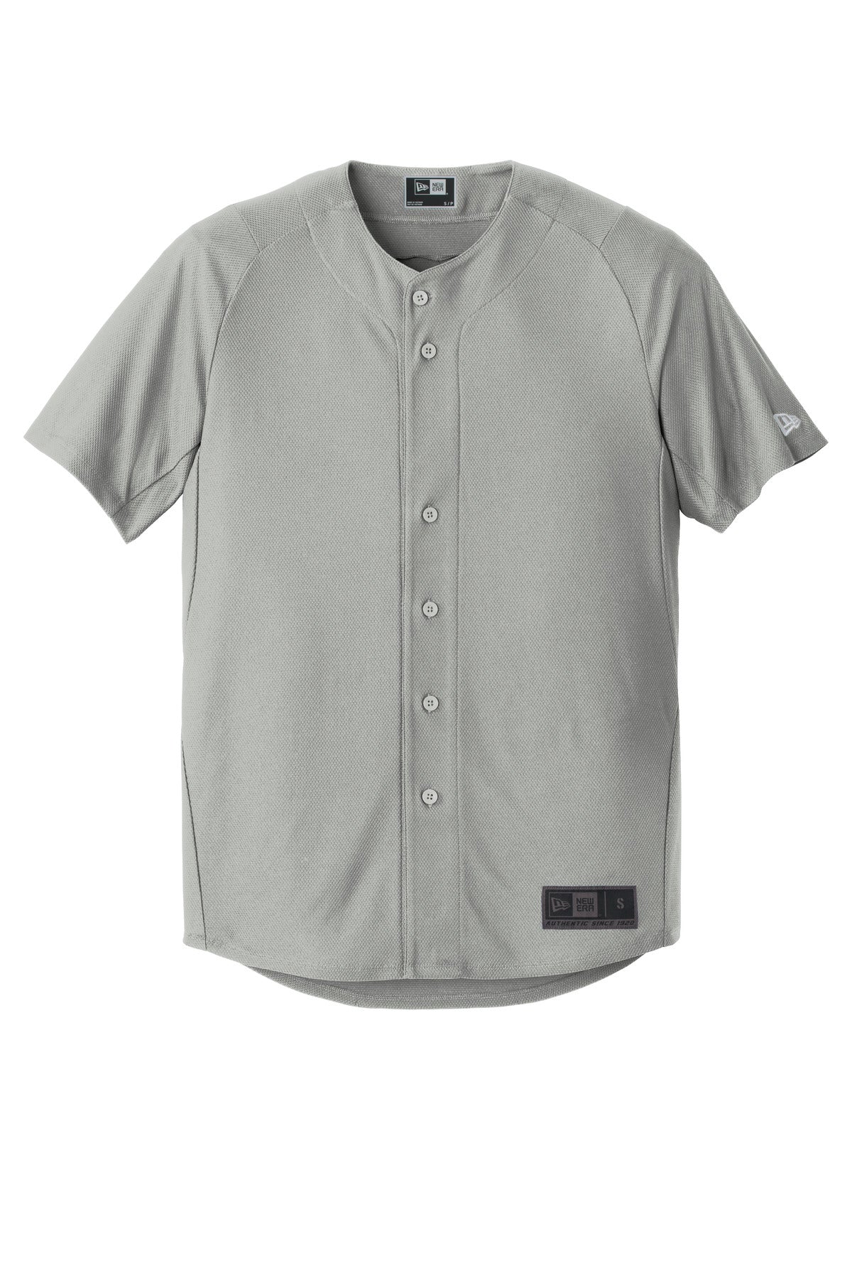 Front View of Grey New Era Diamond Era Full-Button Jersey. NEA220