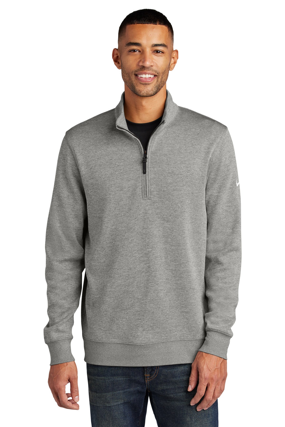 Front View of Grey Nike Dri-FIT Corporate 1/2-Zip NKFD9892