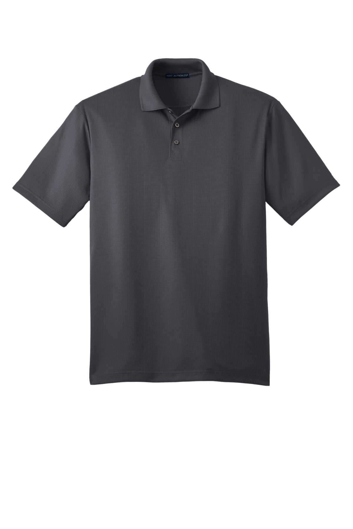 Front View of Grey Smoke Port Authority Performance Fine Jacquard Polo. K528