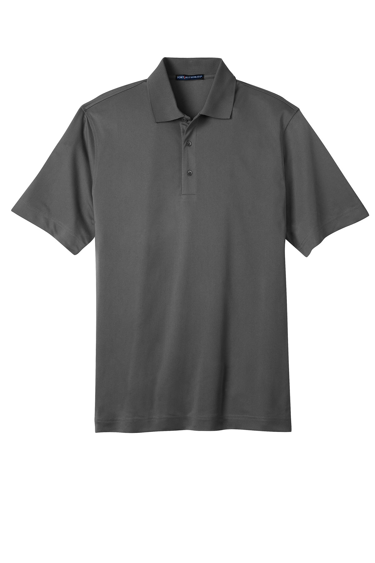 Front View of Grey Smoke Port Authority Tall Tech Pique Polo. TLK527