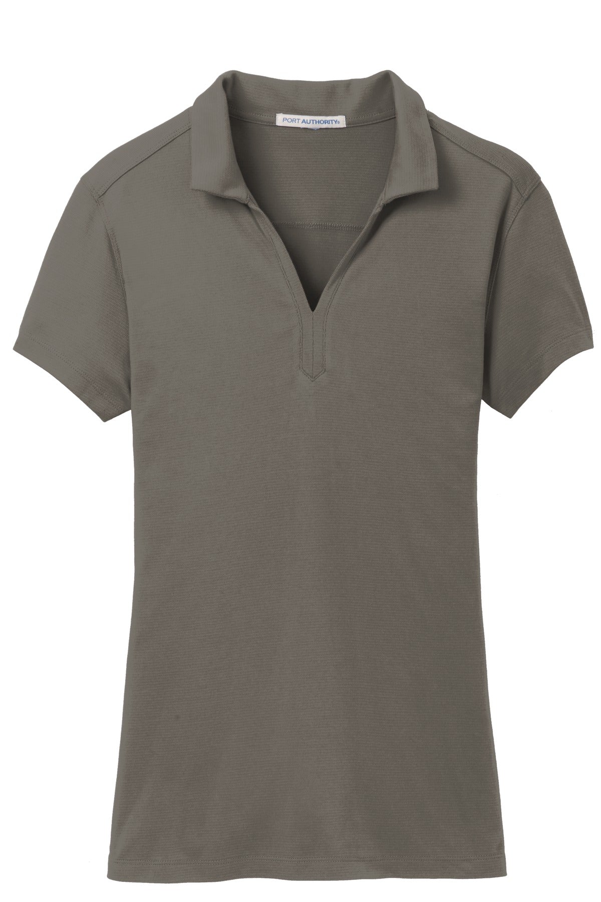 Front View of Grey Smoke Port Authority Women's Rapid Dry Mesh Polo. L573