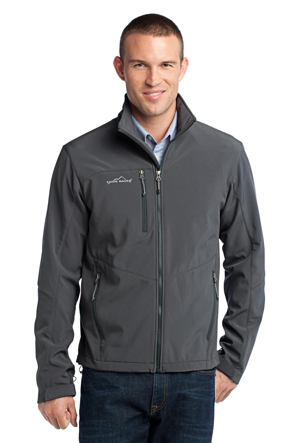 Front View of Grey Steel Eddie Bauer - Soft Shell Jacket. EB530