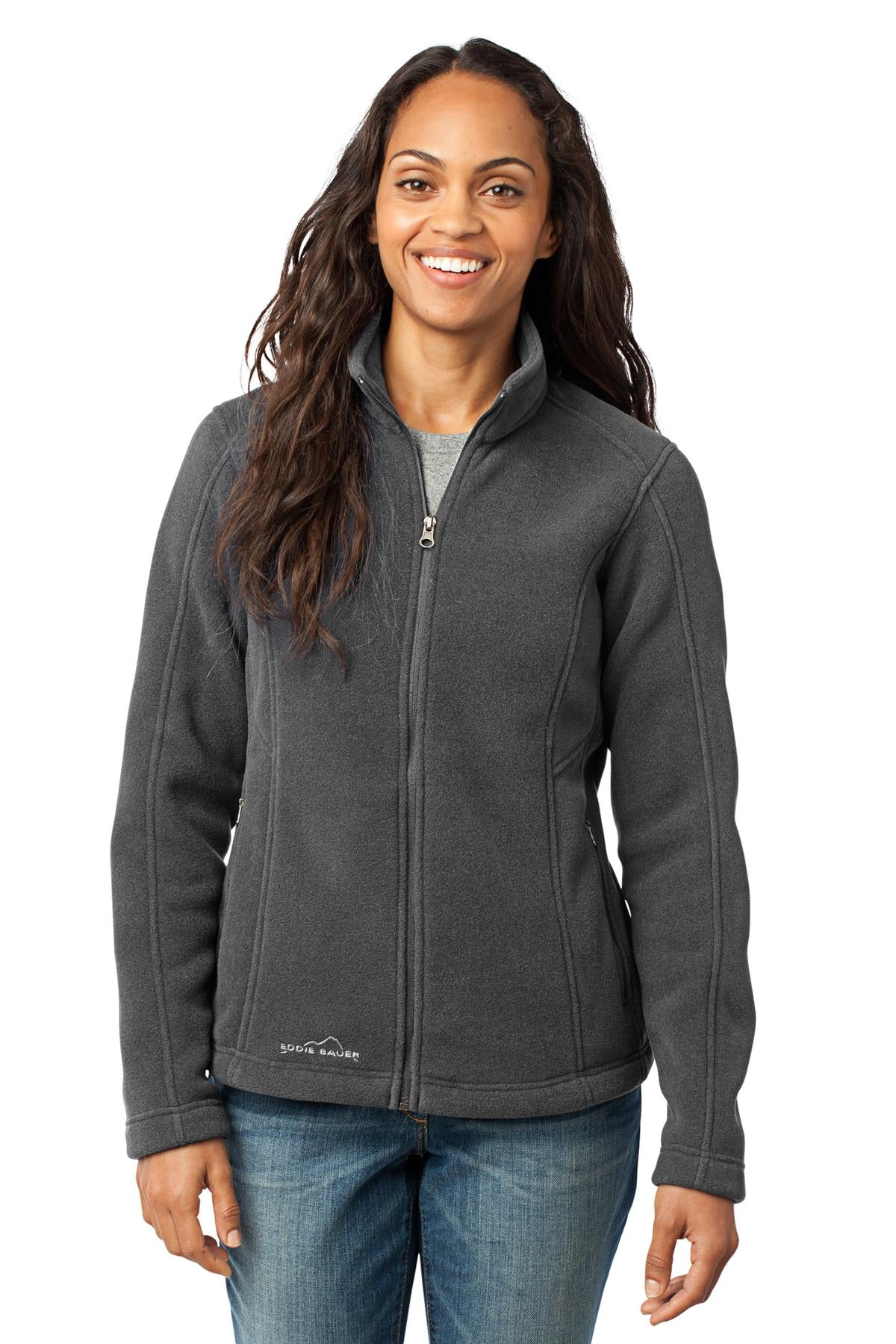 Front View of Grey Steel Eddie Bauer - Women's Full-Zip Fleece Jacket. EB201