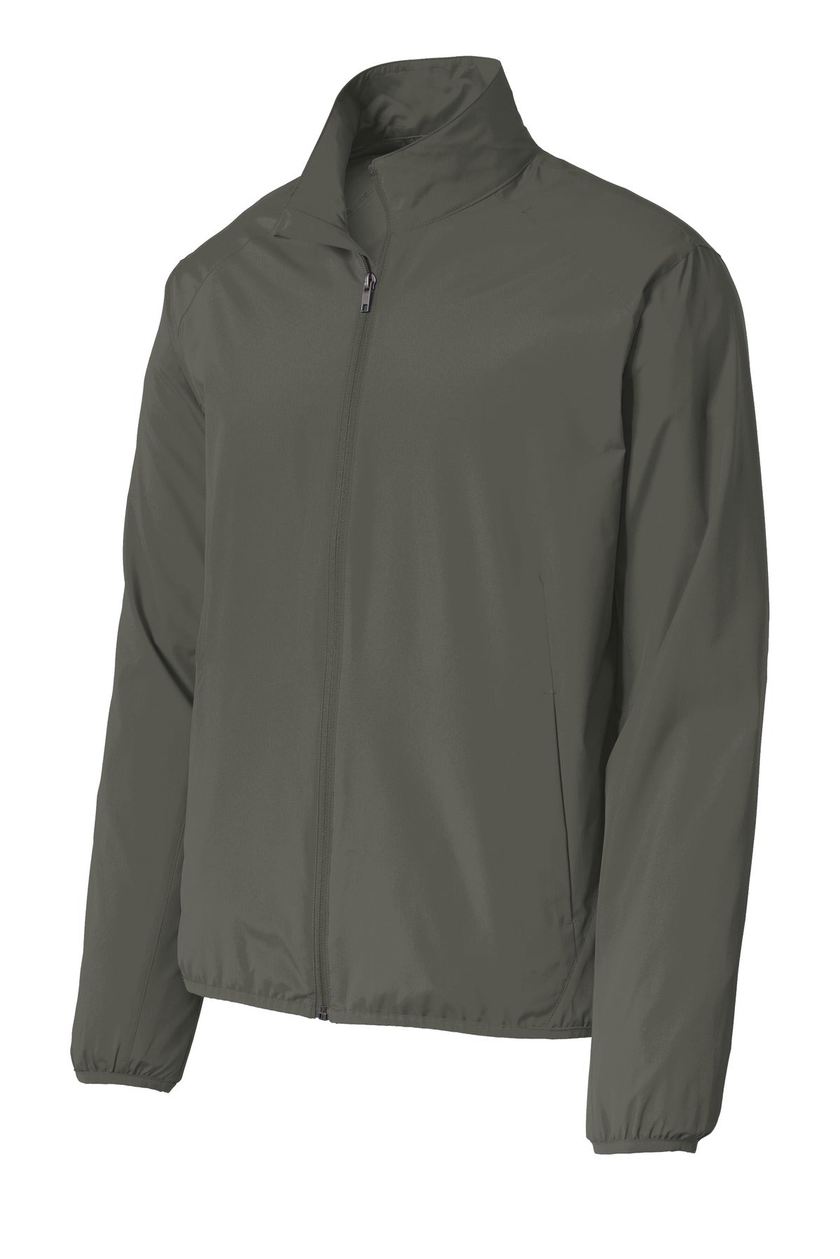 Front View of Grey Steel Port Authority Zephyr Full-Zip Jacket. J344