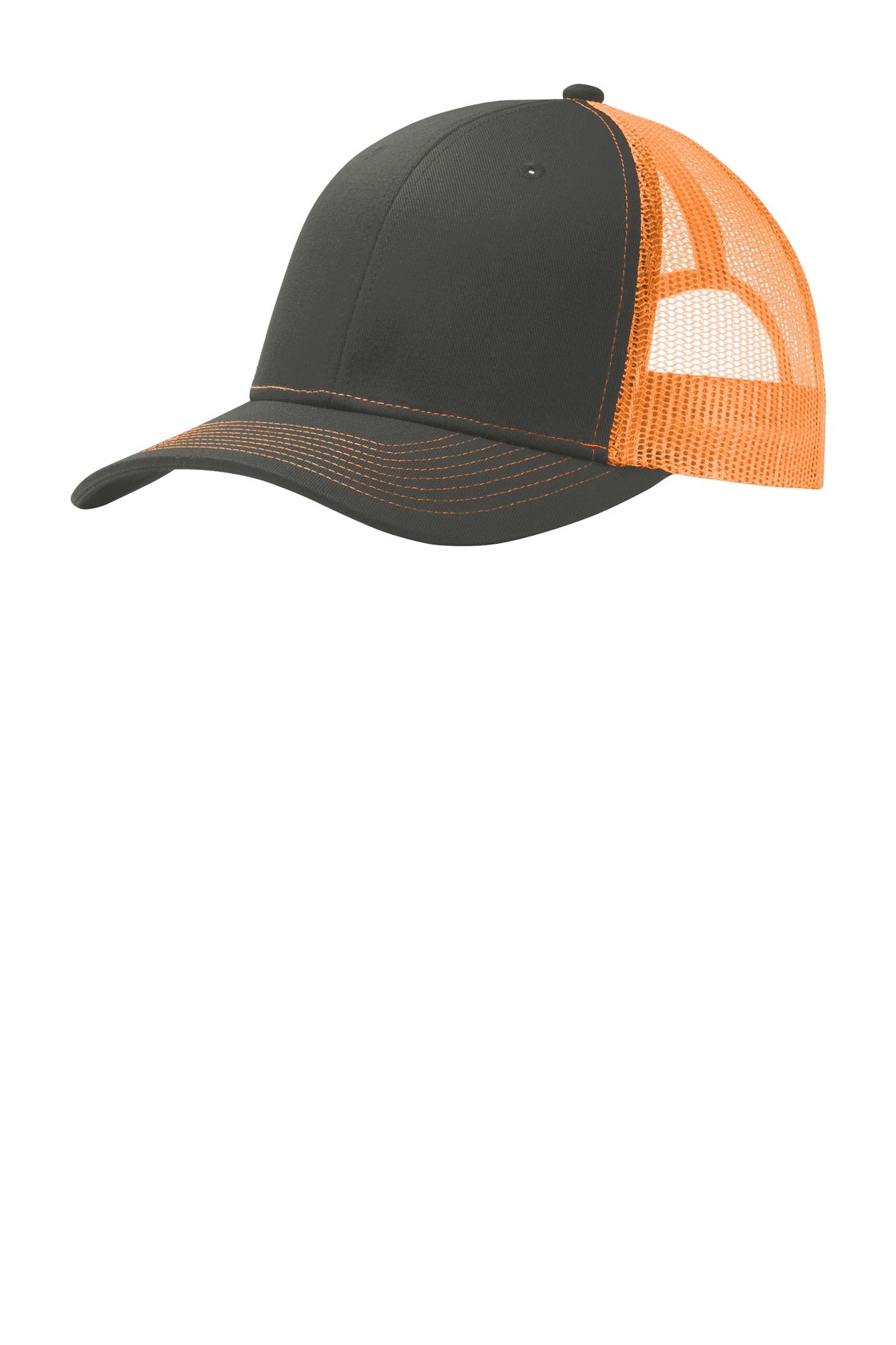 Front View of Grey Steel/NOr Port Authority Snapback Trucker Cap. C112