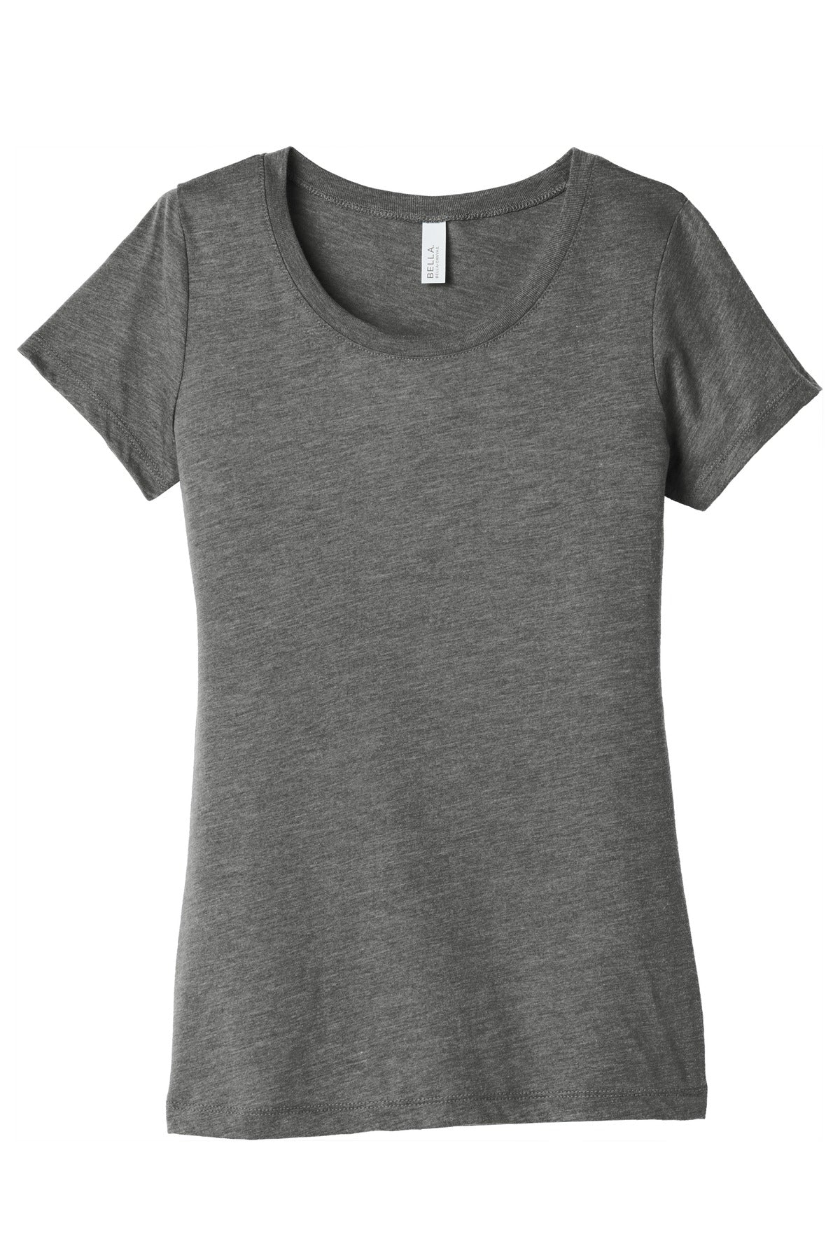 Front View of Grey TB BELLA+CANVAS Women's Triblend Short Sleeve Tee. BC8413