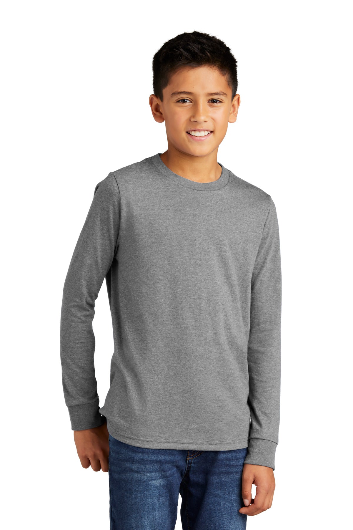 Front View of GreyFrost District Youth Perfect Tri Long Sleeve Tee DT132Y