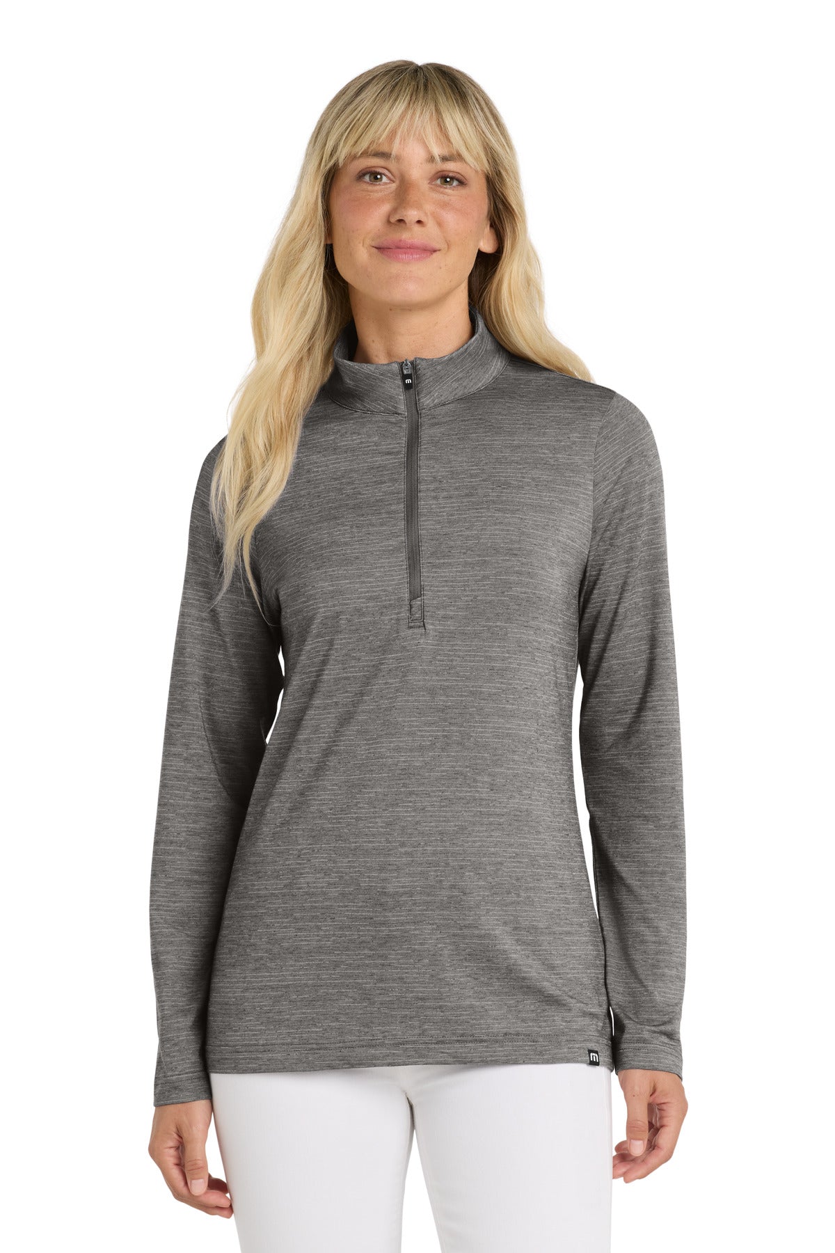 Front View of GreyHthr TravisMathew Women's Crestview 1/4-Zip TM1WW003