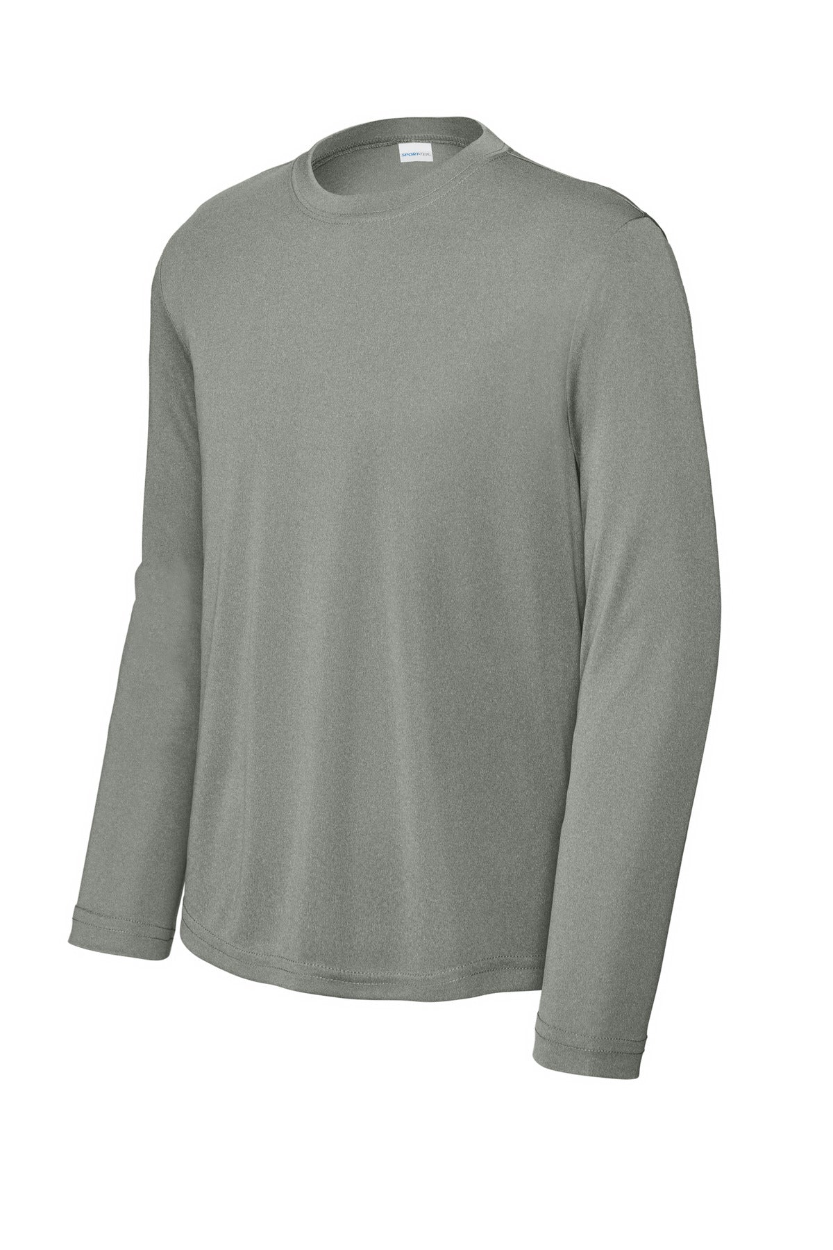 Front View of GryConHthr Sport-Tek Youth Long Sleeve PosiCharge Competitor Tee. YST350LS