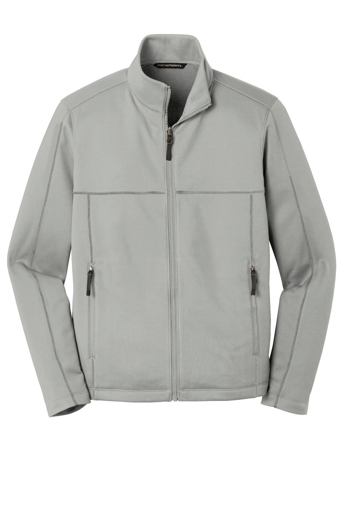 Front View of Gusty Grey Port Authority Collective Smooth Fleece Jacket. F904
