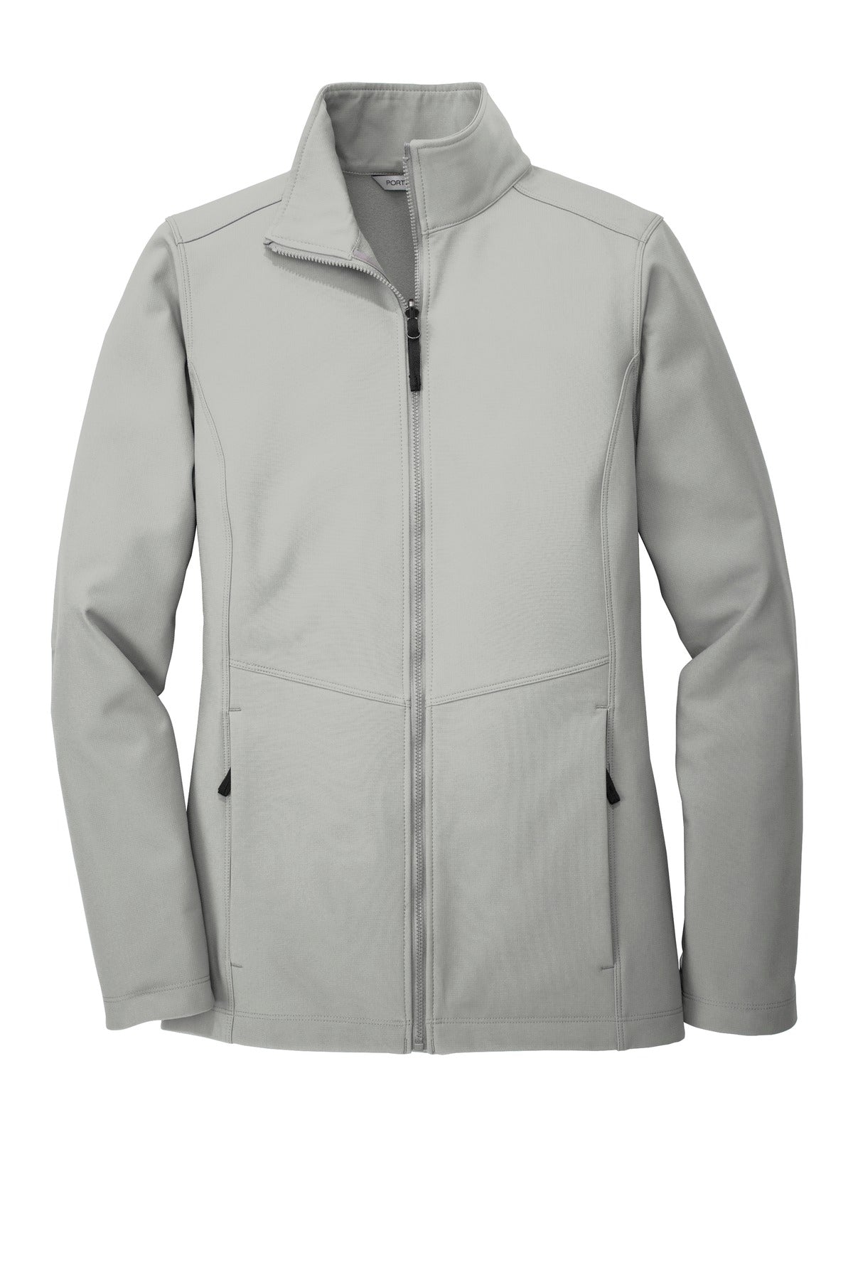 Front View of Gusty Grey Port Authority Women's Collective Soft Shell Jacket. L901