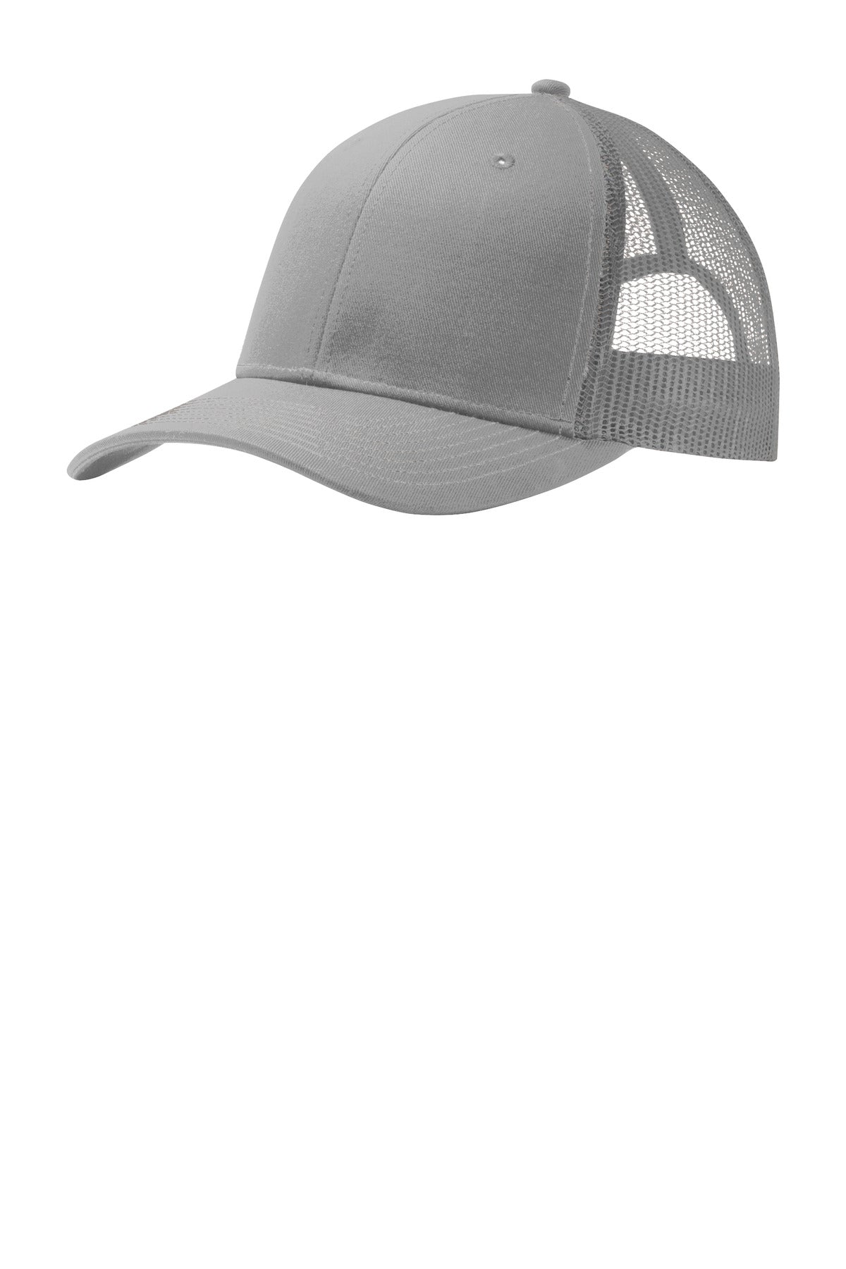 Front View of GustyGrey Port Authority Snapback Trucker Cap. C112