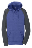 Front View of H Dp Ryl/H Cha District Young Mens Lightweight Fleece Raglan Hoodie. DT196