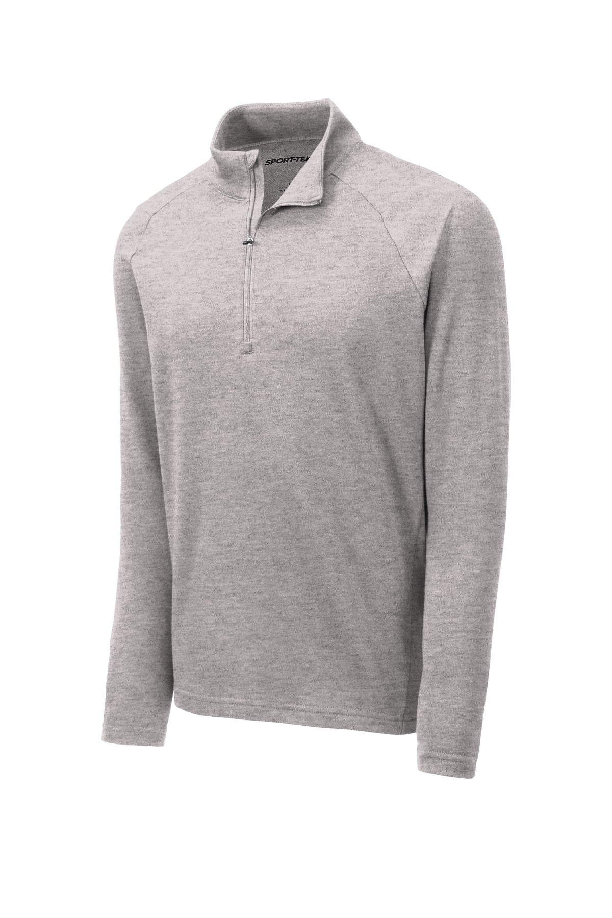 Front View of Heather Grey Sport-Tek Lightweight French Terry 1/4-Zip Pullover. ST273
