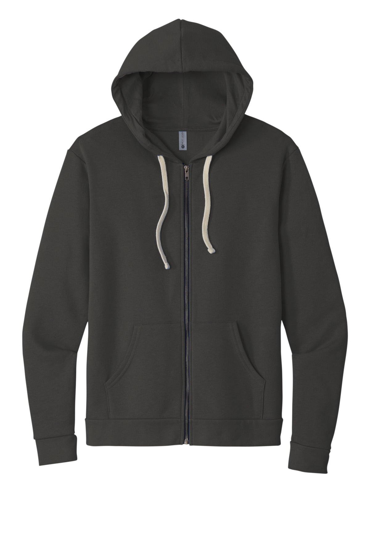 Front View of HeavyMetal Next Level Apparel Adult Santa Barbara Zip Hoodie. NL9602
