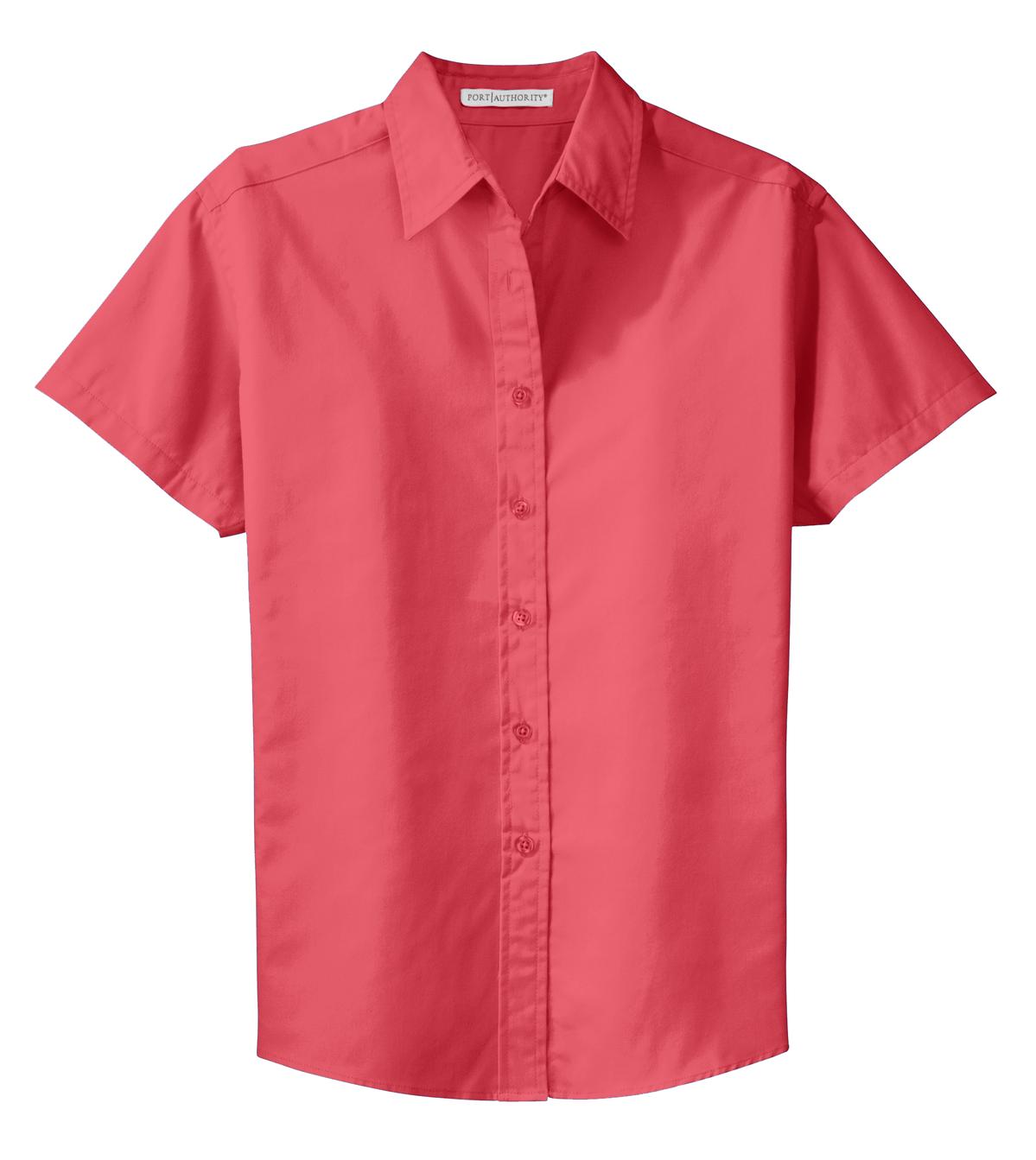 Front View of Hibiscus Port Authority Women's Short Sleeve Easy Care Shirt. L508