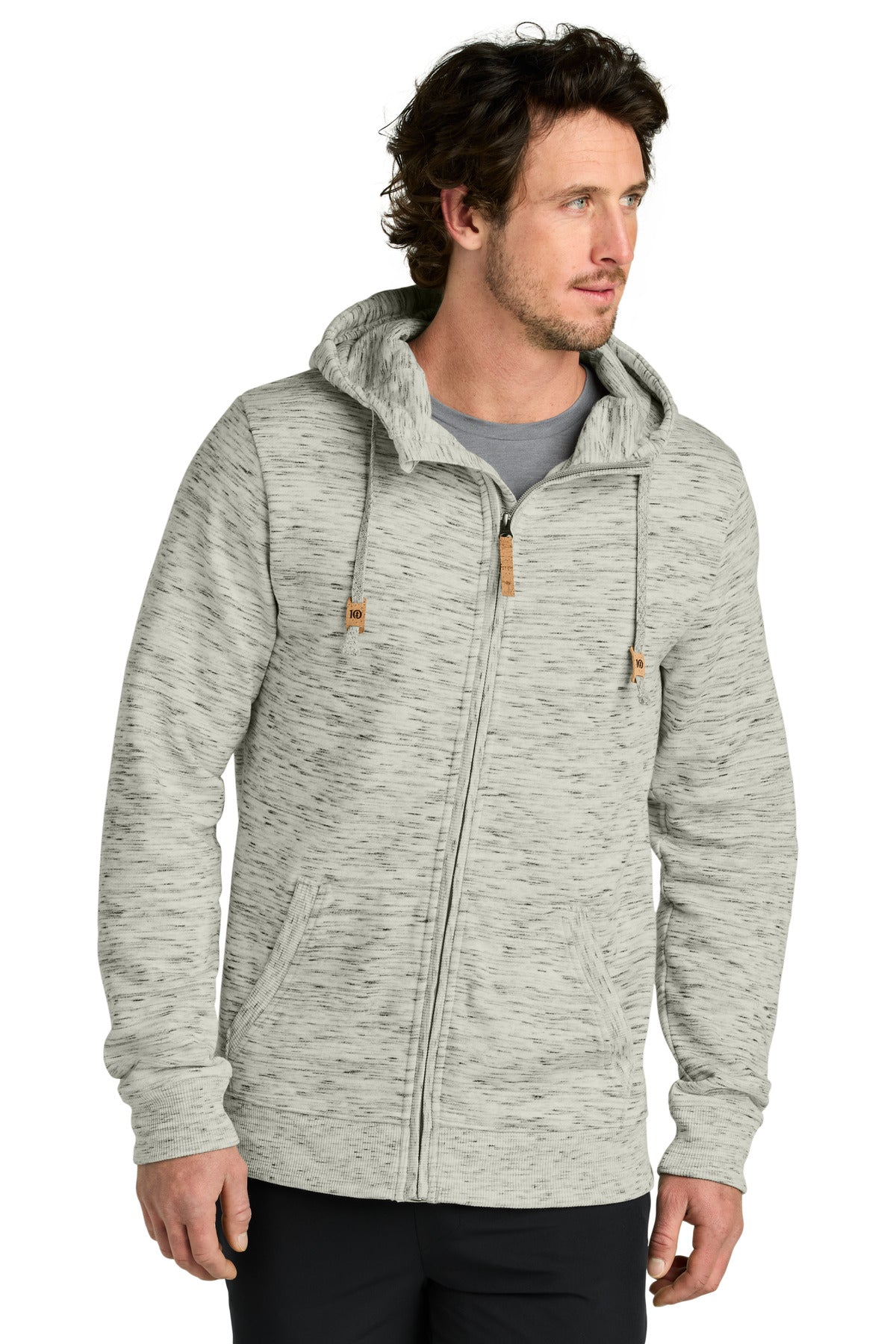 Front View of HiRsGSpcDy tentree Space Dye Fleece Full-Zip Hoodie TTCM4414