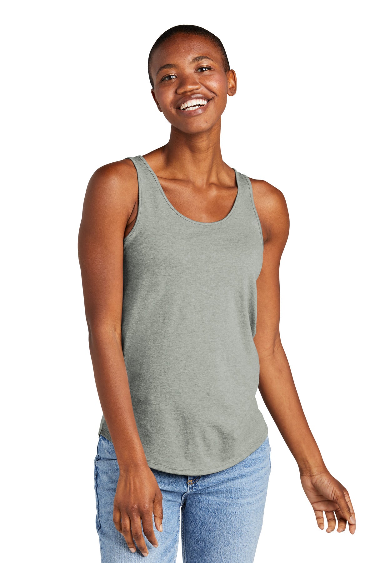 Front View of HtdGrey District Women's Perfect Tri Relaxed Tank DT151