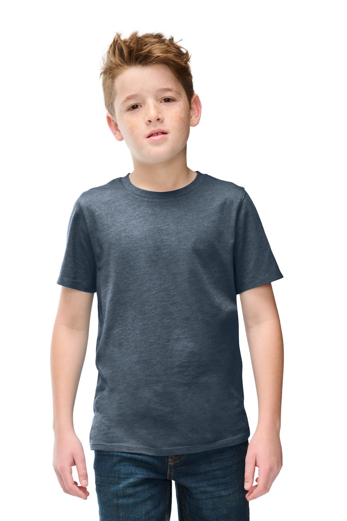 Front View of HtdNavy District Youth Perfect Blend CVC Tee DT108Y