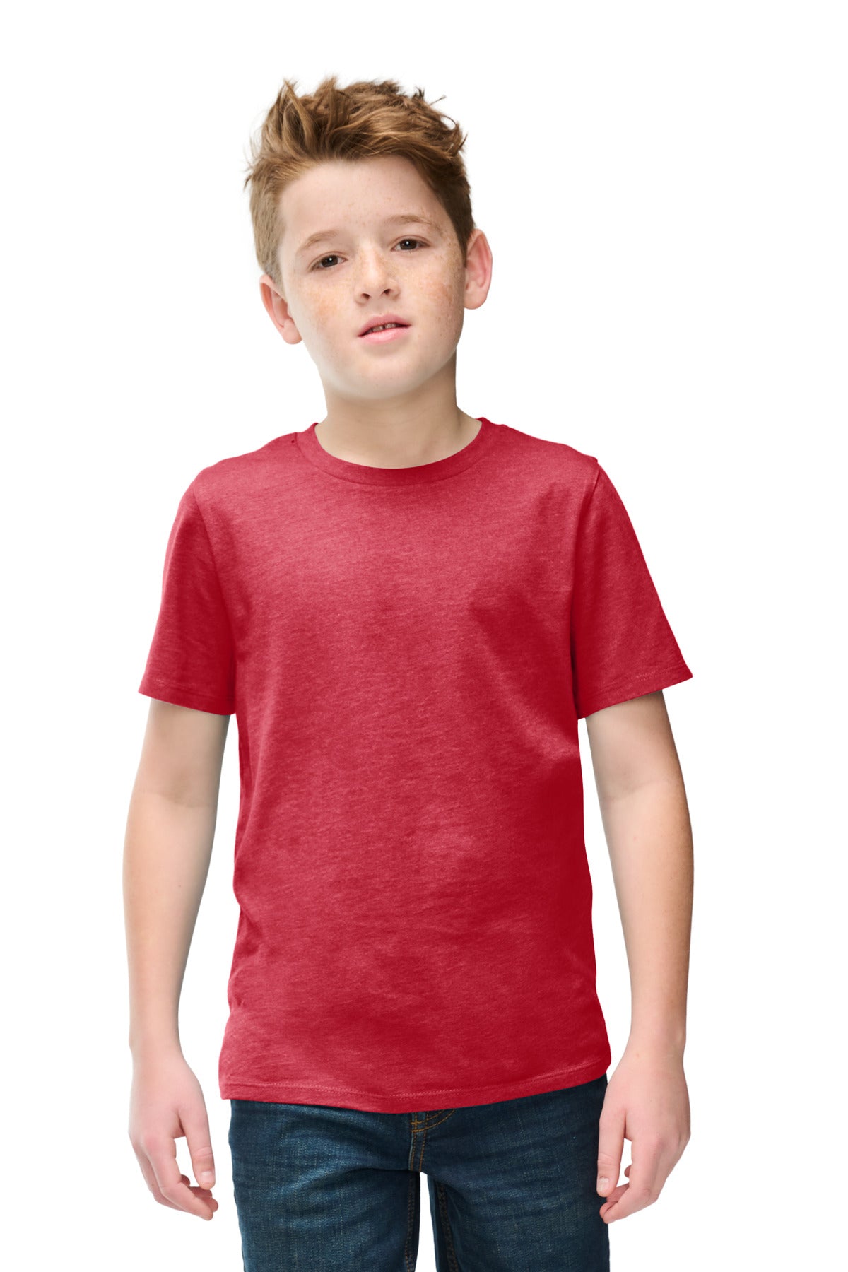 Front View of HtdRed District Youth Perfect Blend CVC Tee DT108Y