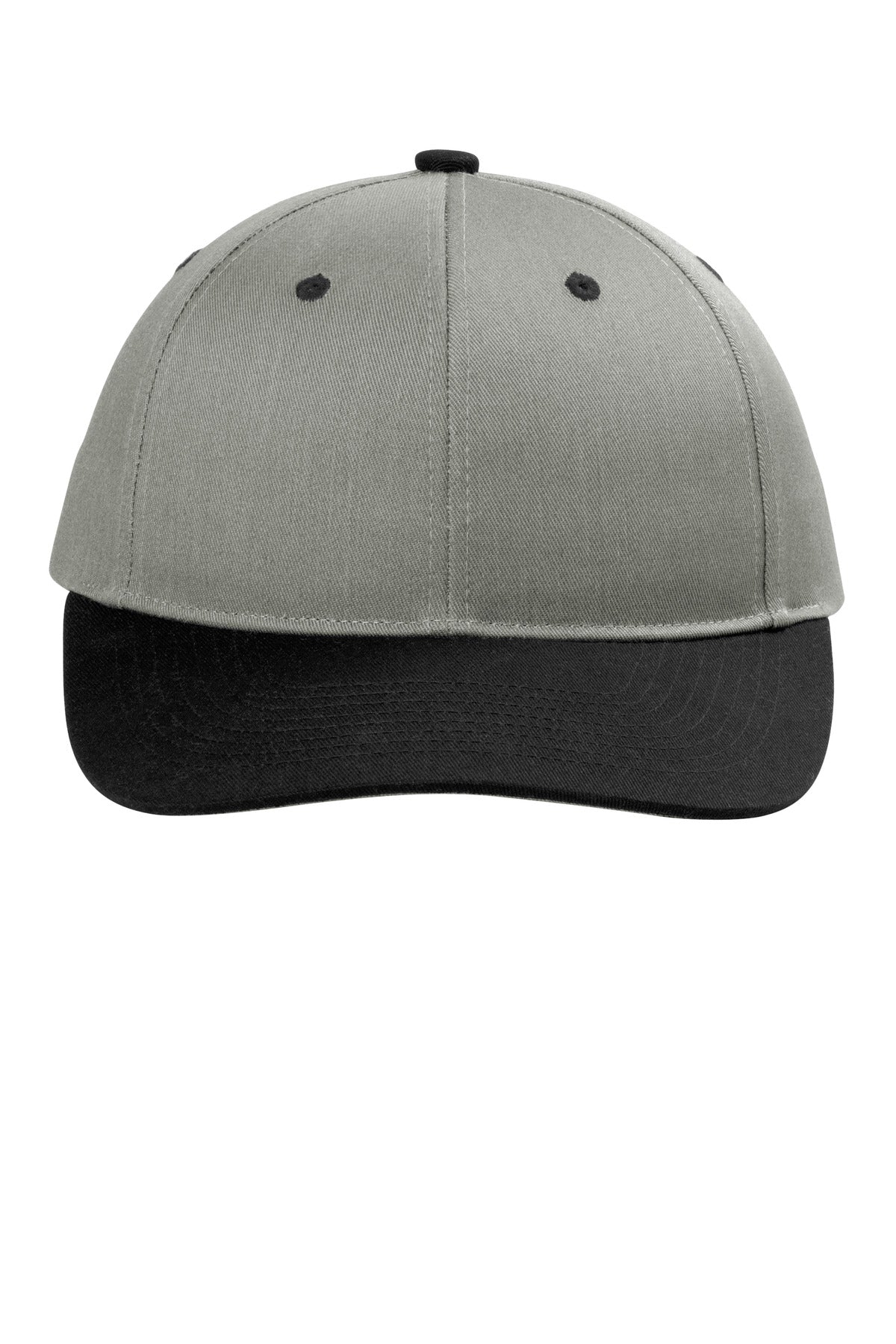 Front View of HtGrey/Blk Port Authority Snapback Cap C118
