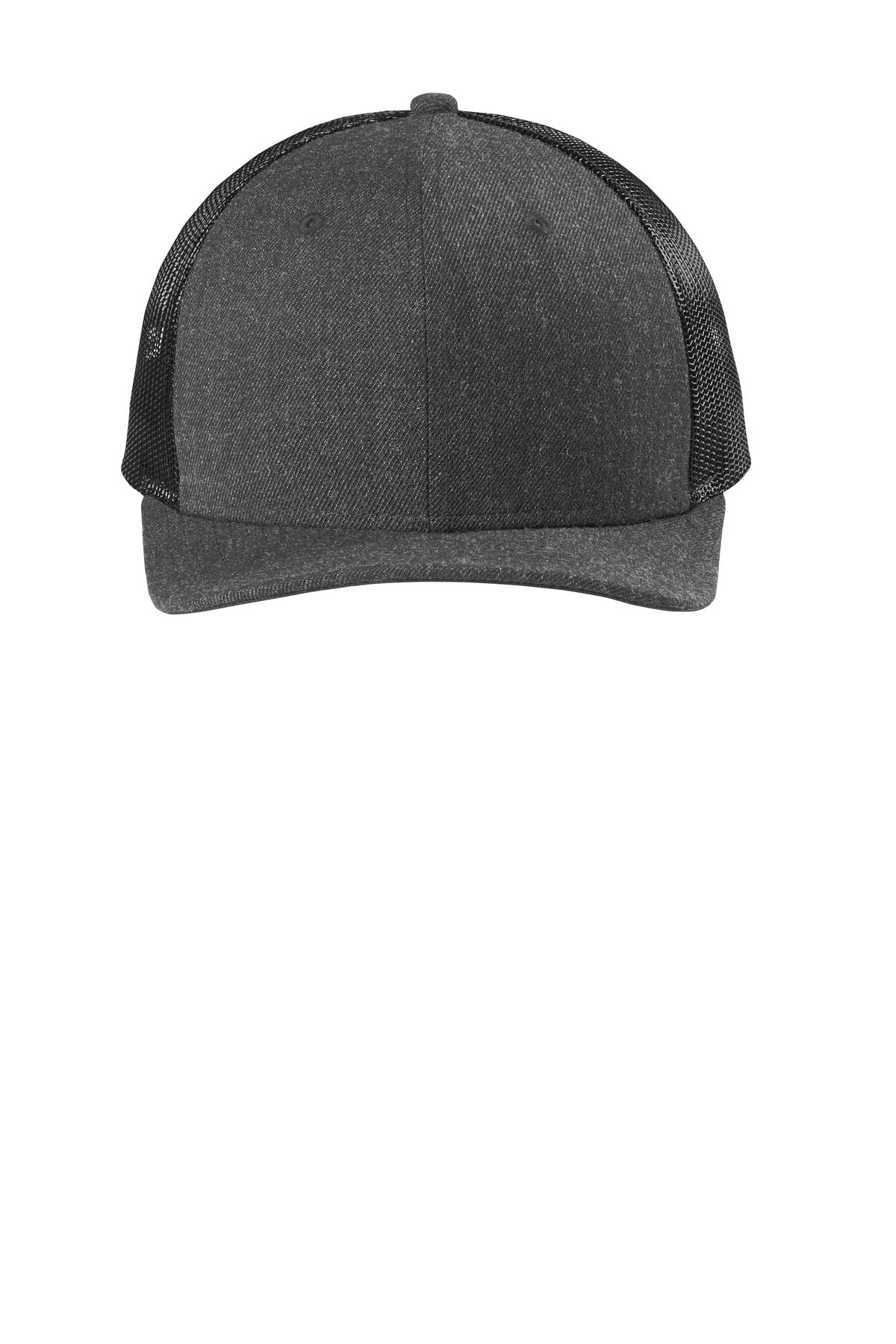 Front View of HtGrph/Blk New Era Snapback Low Profile Trucker Cap NE207
