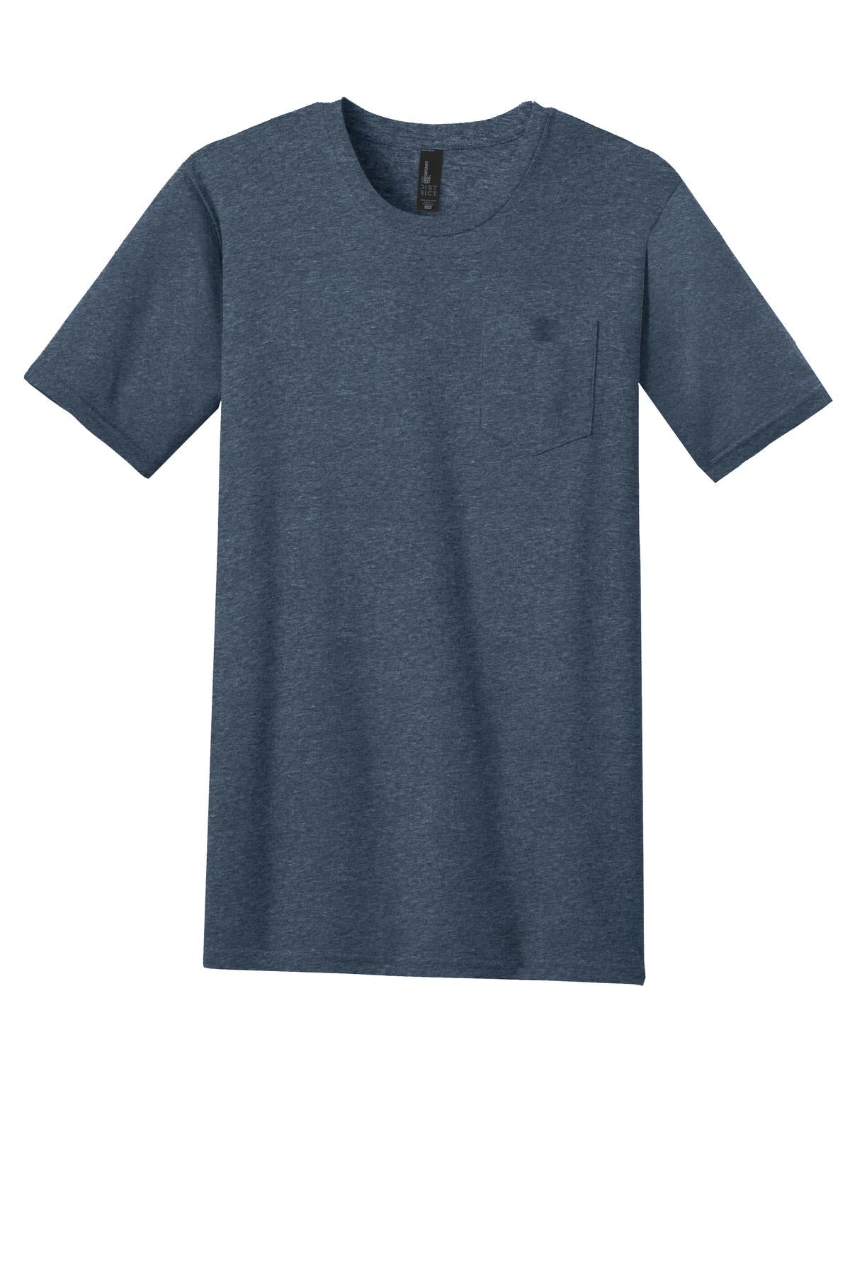 Front View of Hthr Navy District Very Important Tee with Pocket. DT6000P