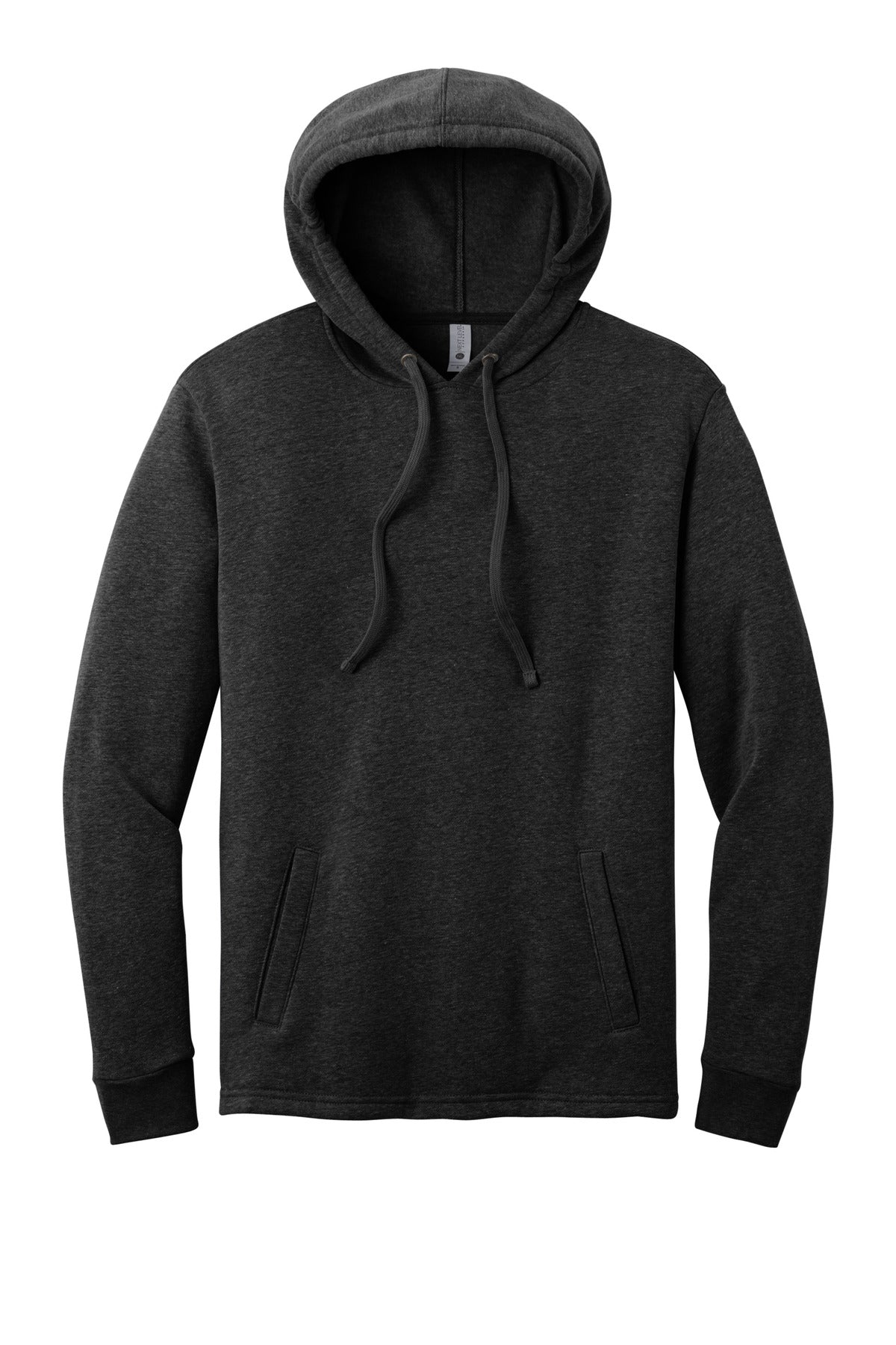 Front View of HthrBlack Next Level Apparel Adult Malibu Pullover Hoodie. NL9300