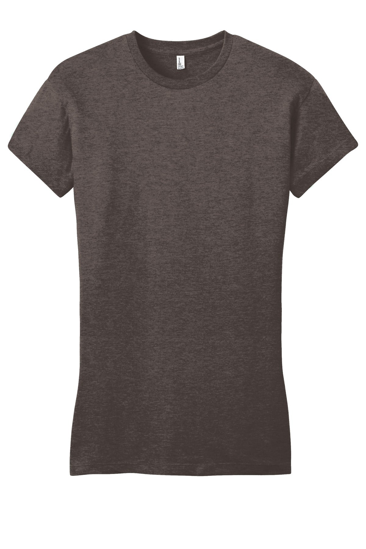 Front View of Hthrd Brown District Women's Fitted Very Important Tee . DT6001