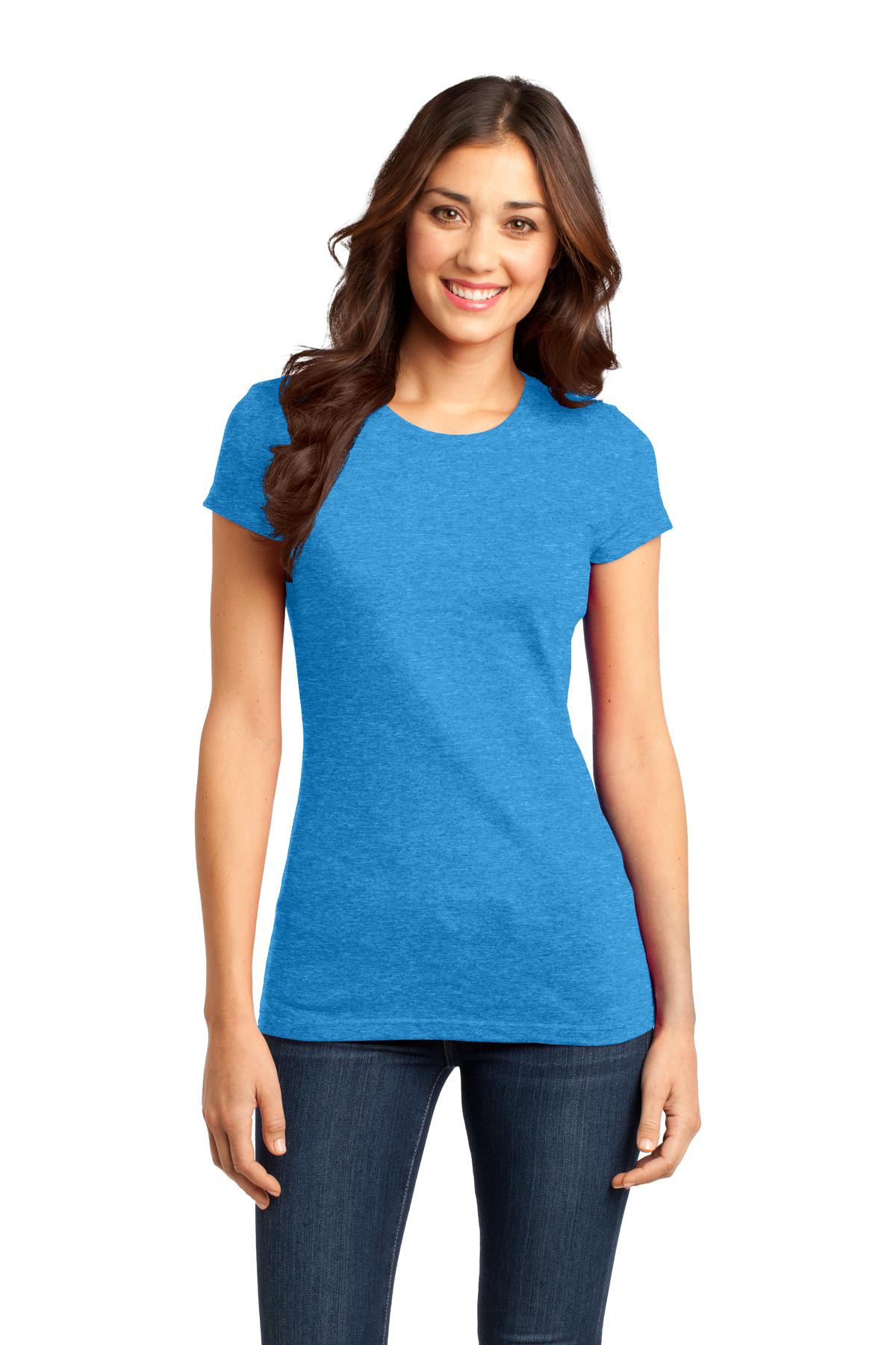 Front View of Hthrd Brt Turq District Women's Fitted Very Important Tee . DT6001