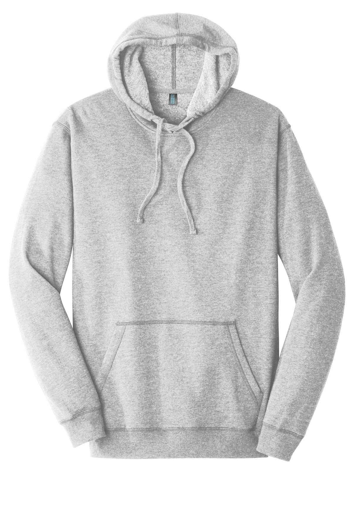 Front View of Hthrd Grey District Lightweight Fleece Hoodie. DM391