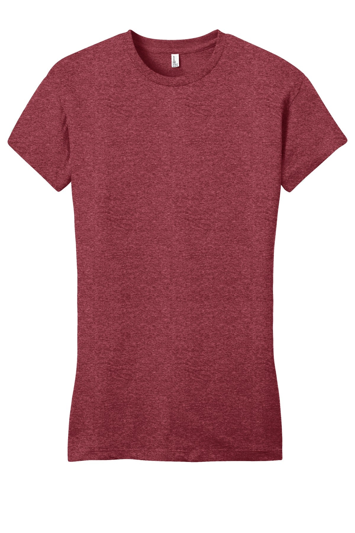 Front View of Hthrd Red District Women's Fitted Very Important Tee . DT6001