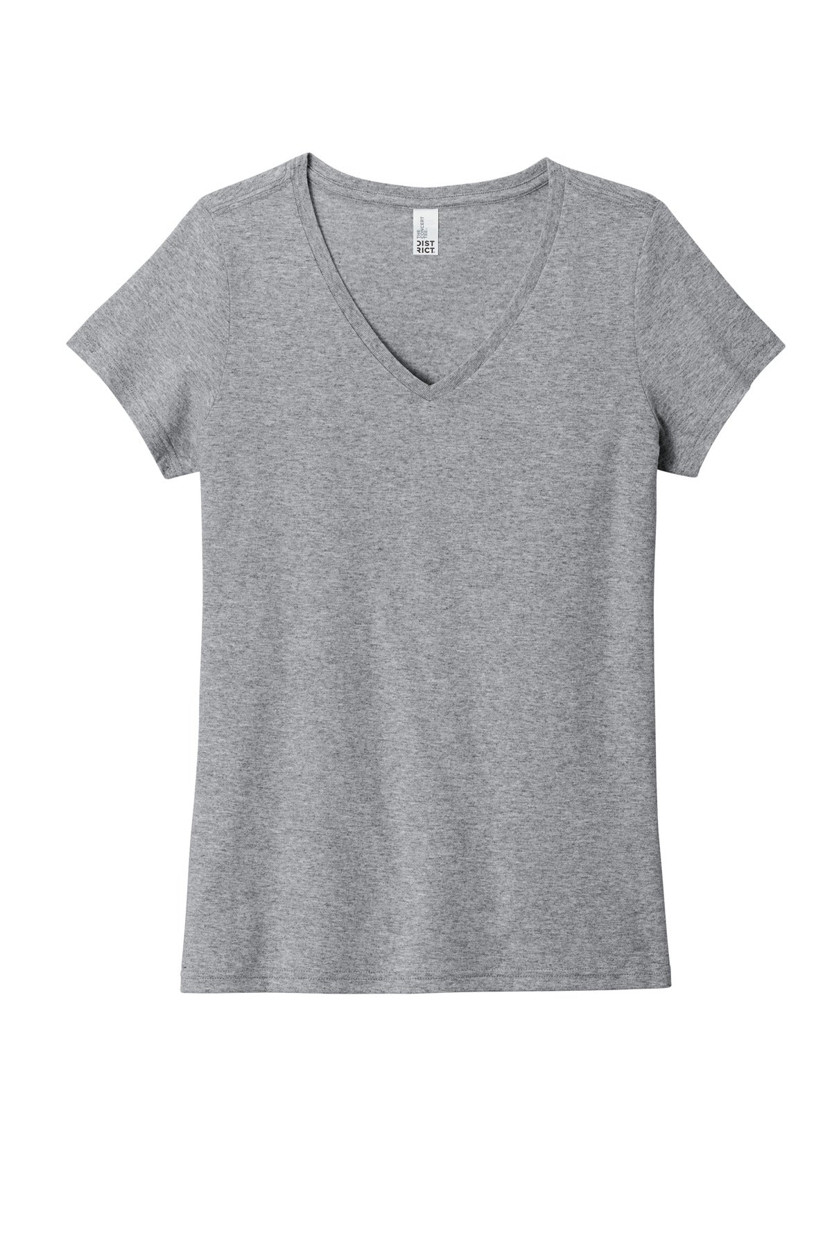 Front View of HthrGrey District Women's The Concert Tee V-Neck DT5002