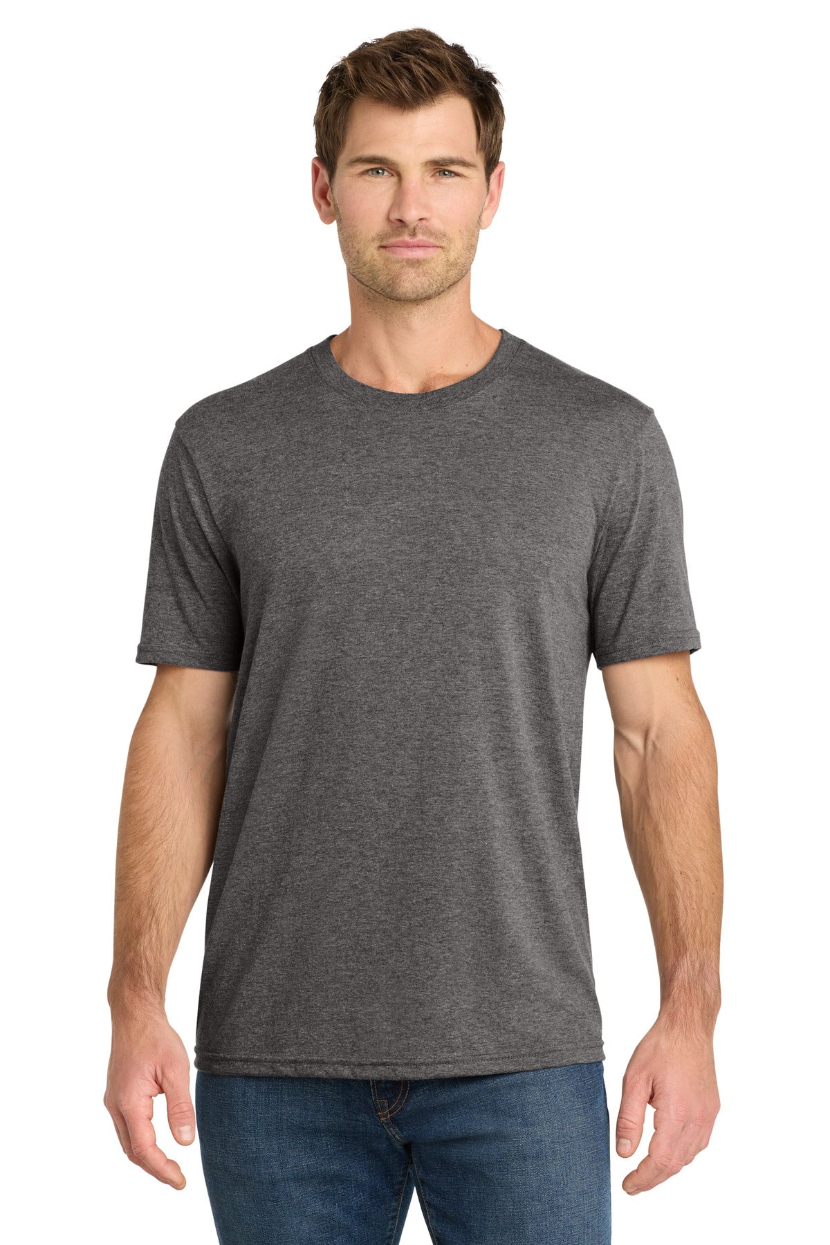 Front View of HthrGryStl Volunteer Knitwear Tri Tee VL40